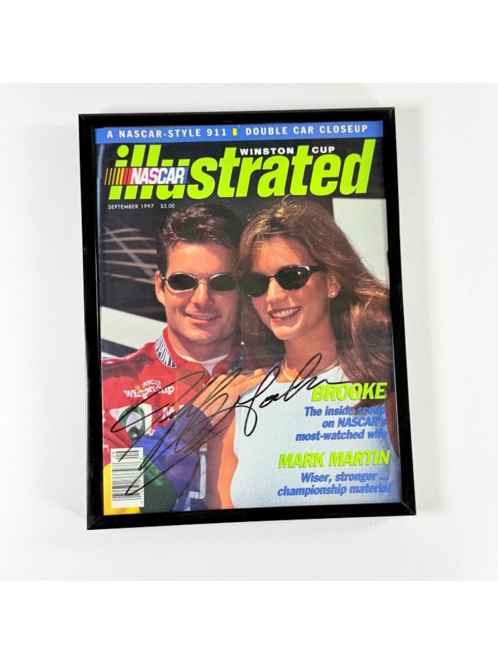 1997 NASCAR Illustrated Magazine Jeff Gordon Signed Cover In Black Frame